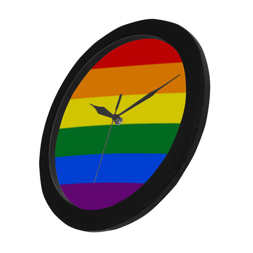 Gay Pride Rainbow Flag Stripes Circular Plastic Wall clock