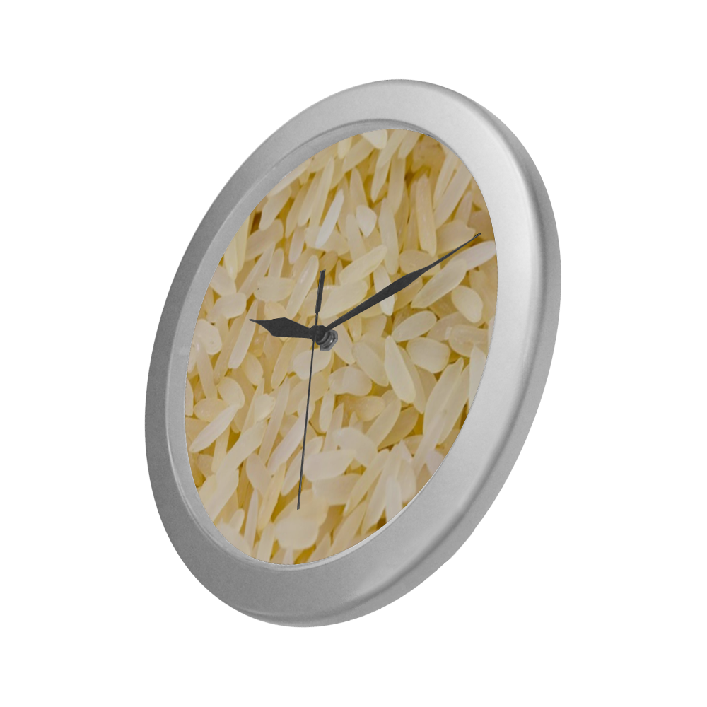tasty rice Silver Color Wall Clock