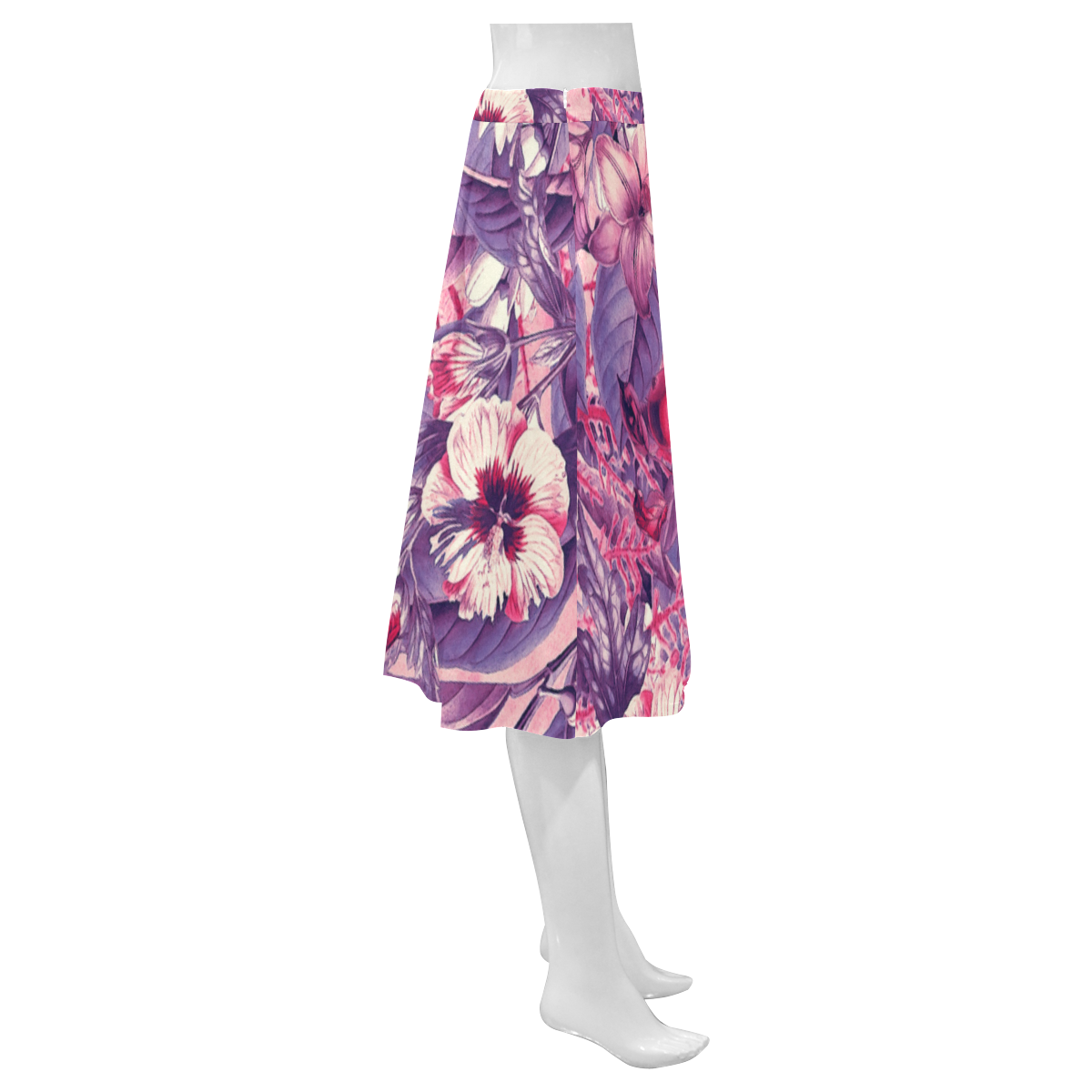 flowers 7 Mnemosyne Women's Crepe Skirt (Model D16)
