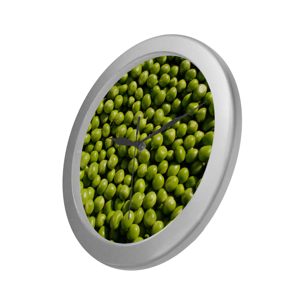 healthy peas Silver Color Wall Clock