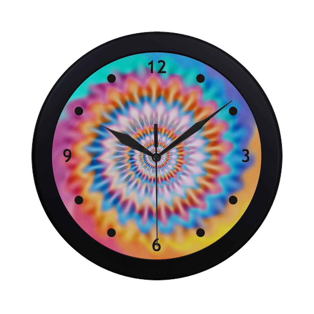 MAGIC SPIRAL RIPPLES - cyan magenta yellow blue Circular Plastic Wall clock