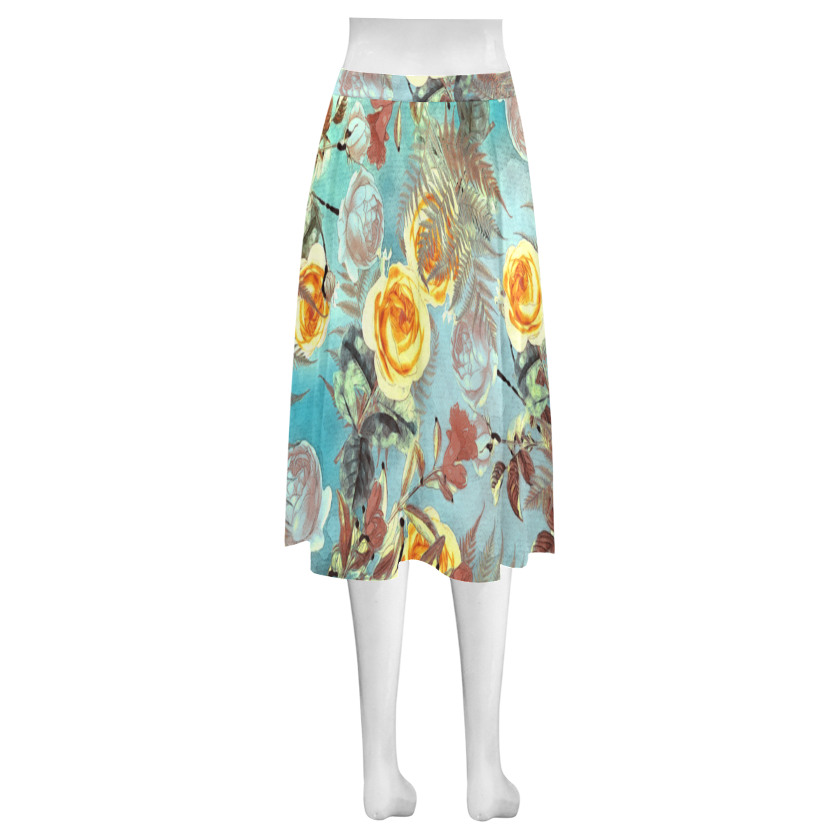 flowers 3 Mnemosyne Women's Crepe Skirt (Model D16)