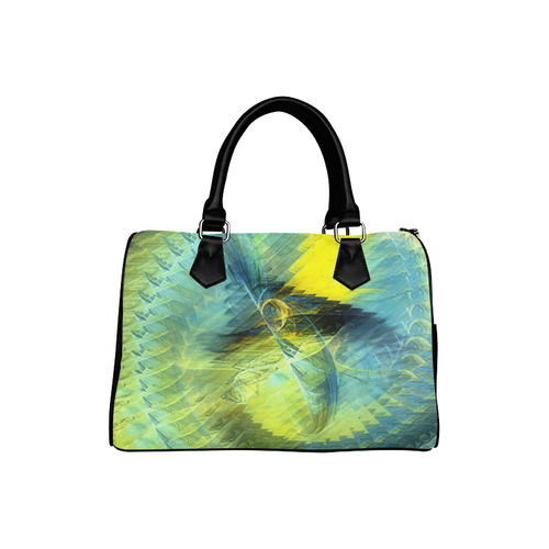 Light Blue Yellow Abstract Fractal Boston Handbag (Model 1621)