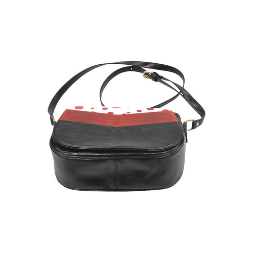 Polka Dots and Red Sash  and Black Bottom Classic Saddle Bag/Small (Model 1648)