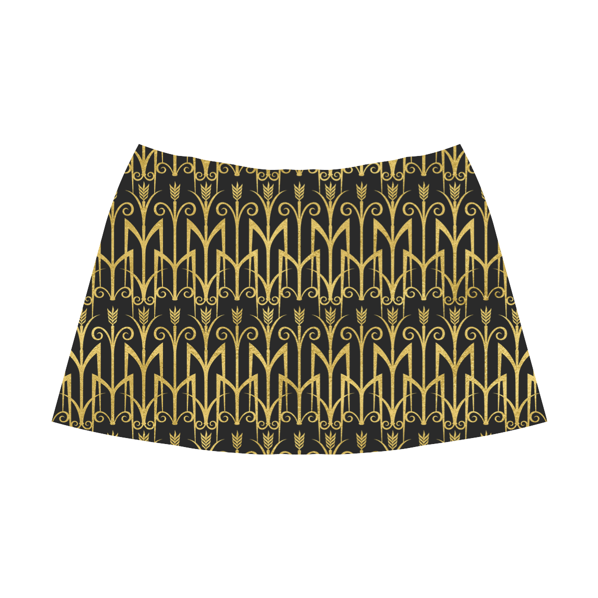 Beautiful Black And Gold Art Deco Pattern Mnemosyne Women's Crepe Skirt (Model D16)