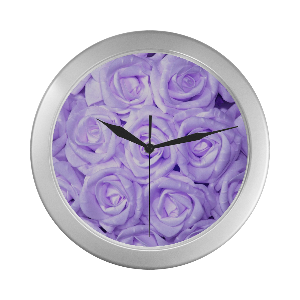 gorgeous roses E Silver Color Wall Clock
