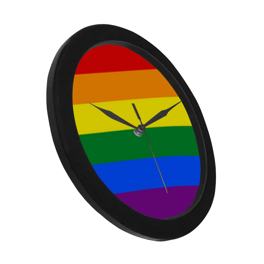 Gay Pride Rainbow Flag Stripes Circular Plastic Wall clock