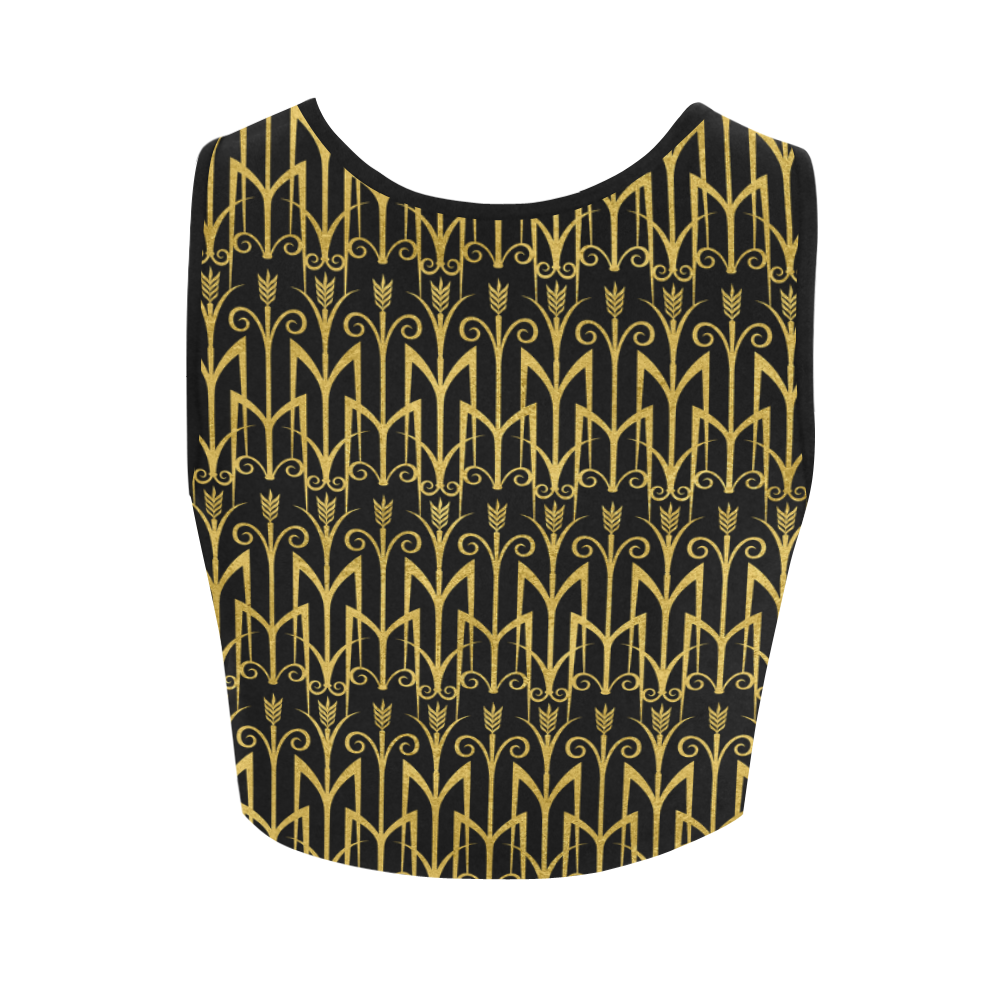 Beautiful Black And Gold Art Deco Pattern Women's Crop Top (Model T42)
