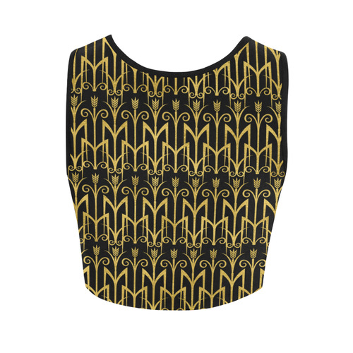 Beautiful Black And Gold Art Deco Pattern Women's Crop Top (Model T42)