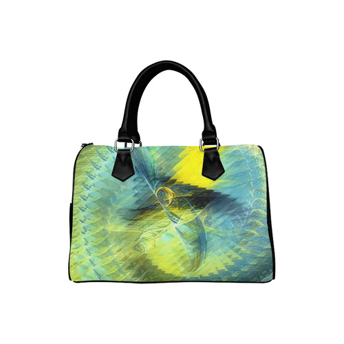 Light Blue Yellow Abstract Fractal Boston Handbag (Model 1621)