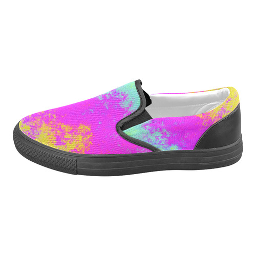 Grunge Radial Gradients Red Yellow Pink Cyan Green Men's Unusual Slip-on Canvas Shoes (Model 019)