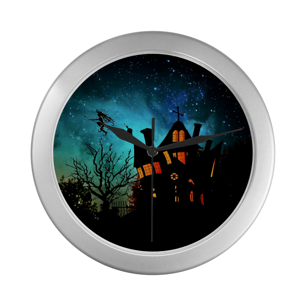 Halloween20160801 Silver Color Wall Clock