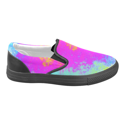 Grunge Radial Gradients Red Yellow Pink Cyan Green Men's Unusual Slip-on Canvas Shoes (Model 019)