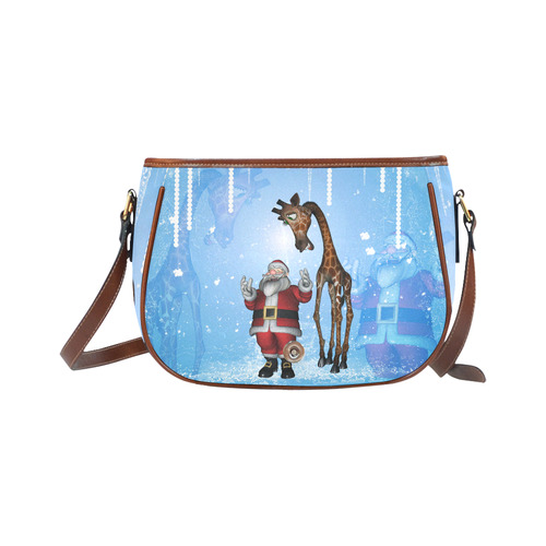 Funny Santa Claus and giraffe Saddle Bag/Small (Model 1649) Full Customization