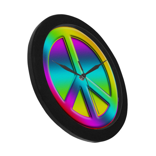 Neon Colorful PEACE pattern Circular Plastic Wall clock