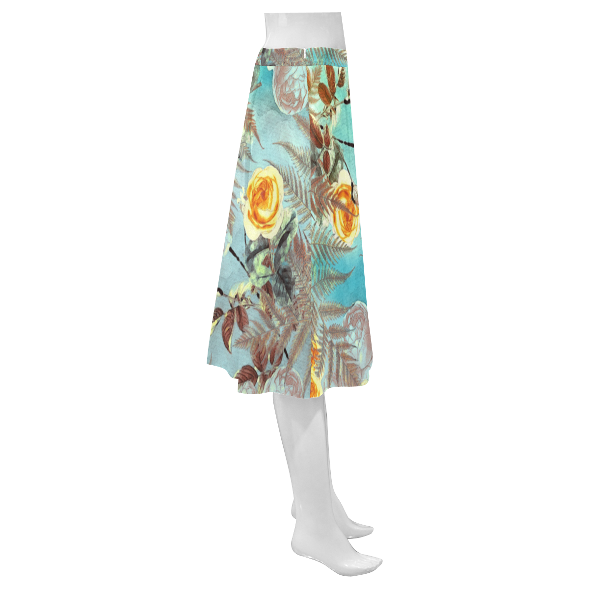 flowers 3 Mnemosyne Women's Crepe Skirt (Model D16)