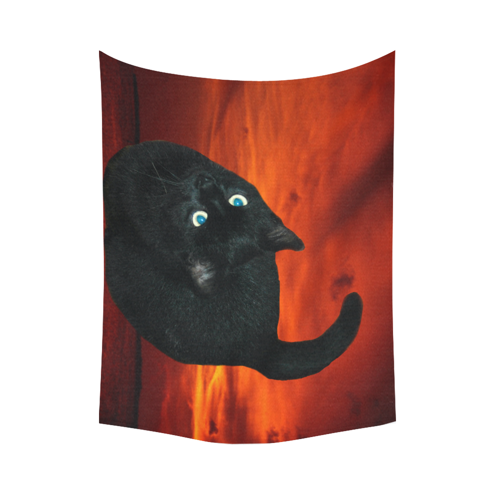 Cat and Red Sky Cotton Linen Wall Tapestry 80"x 60"