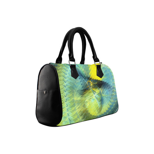 Light Blue Yellow Abstract Fractal Boston Handbag (Model 1621)