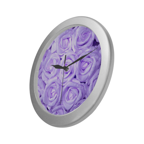 gorgeous roses E Silver Color Wall Clock