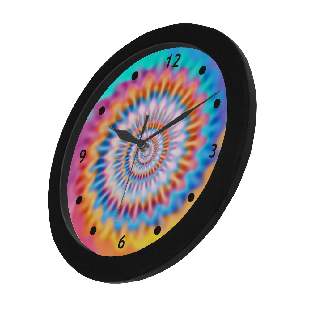 MAGIC SPIRAL RIPPLES - cyan magenta yellow blue Circular Plastic Wall clock