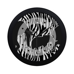 ELEPHANTS to Zebra Stripes Pattern black & white Circular Plastic Wall clock