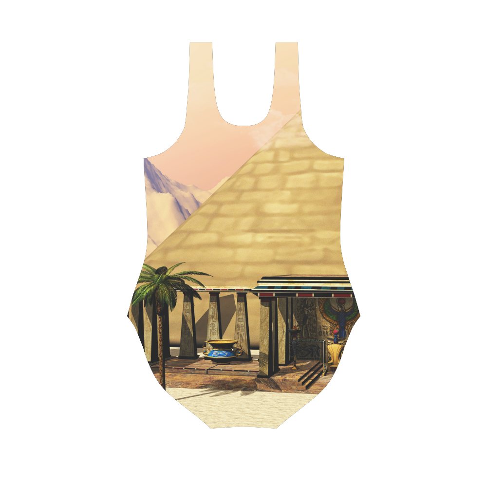 Awesome egyptian temple Vest One Piece Swimsuit (Model S04) ID D909781