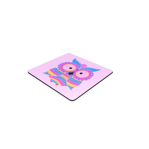 Hot Colors Pink Blue Yellow Owl Square Coaster