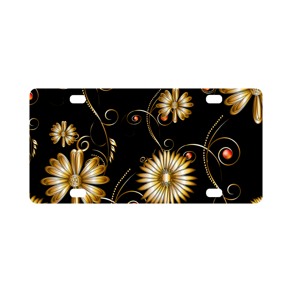 Flowers in golden colors Classic License Plate ID D909701