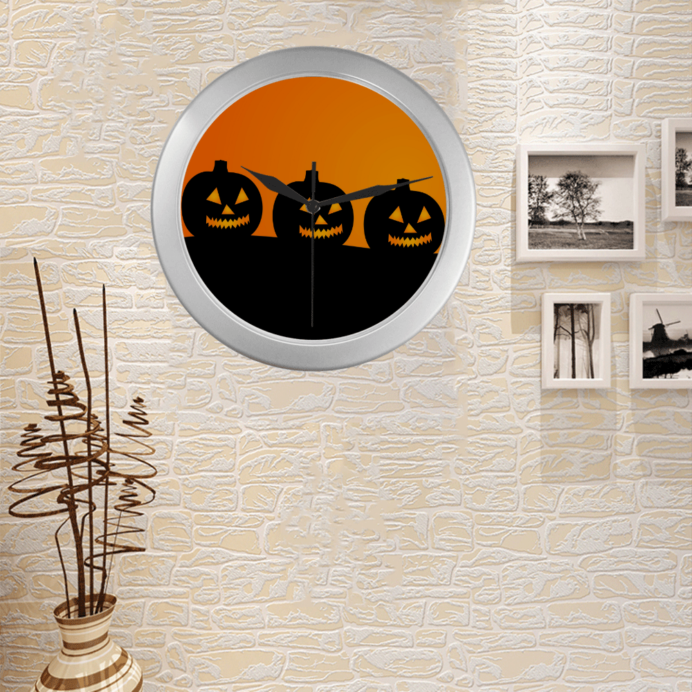 Halloween20160803 Silver Color Wall Clock