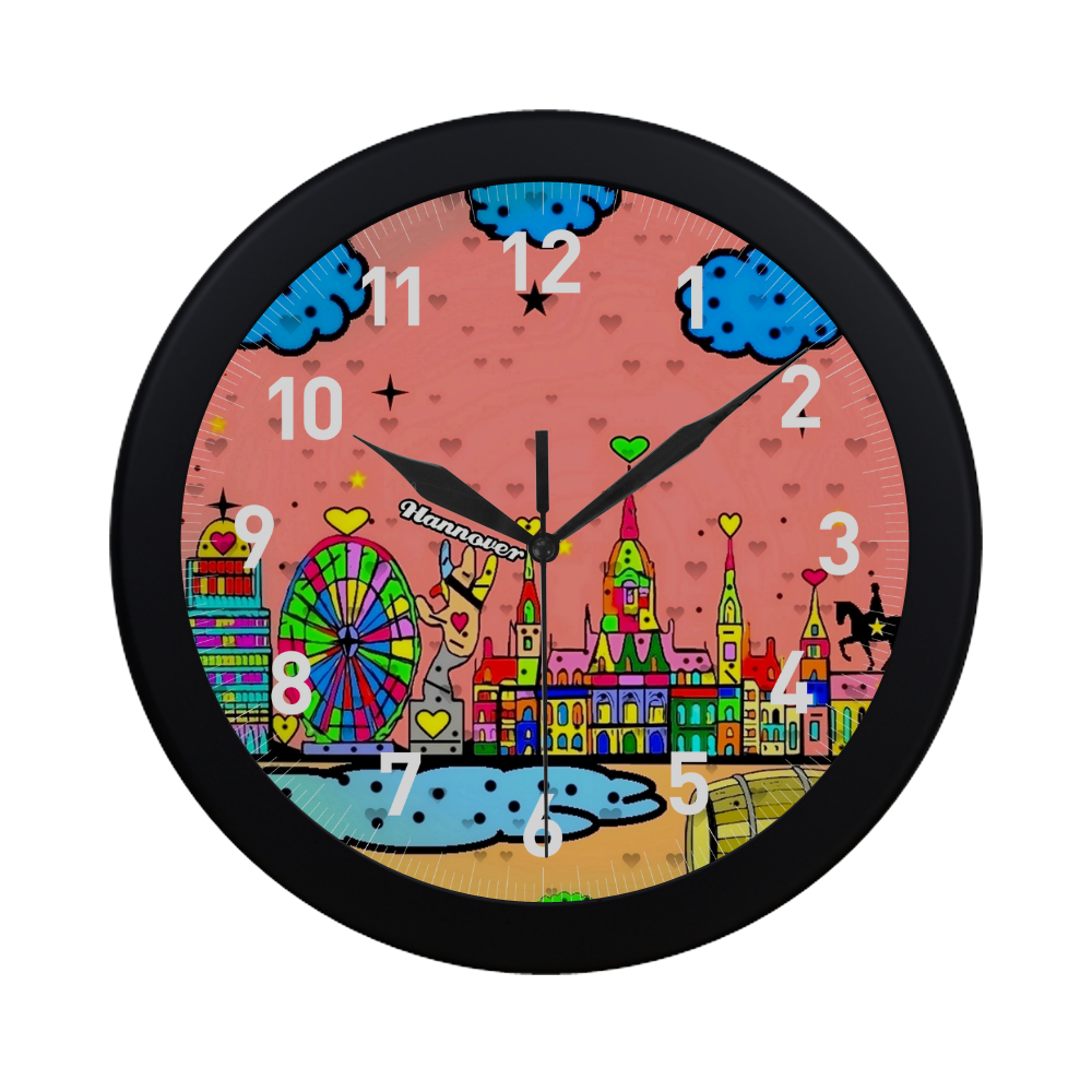 Hannover Popart by Nico Bielow Circular Plastic Wall clock
