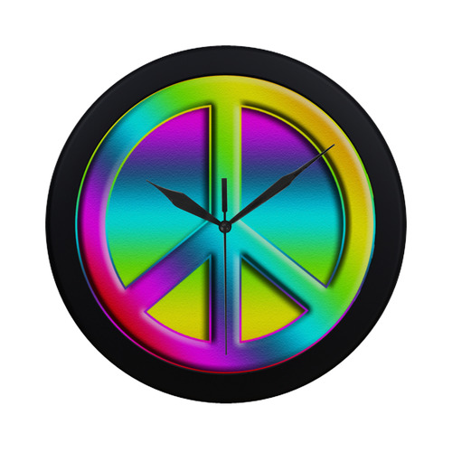 Neon Colorful PEACE pattern Circular Plastic Wall clock