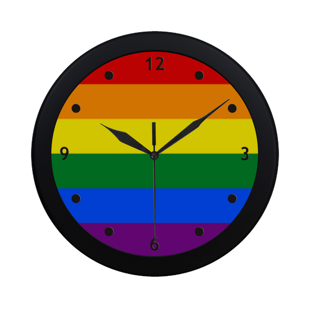 GAY PRIDE Rainbow Flag Colored Stripes Circular Plastic Wall clock