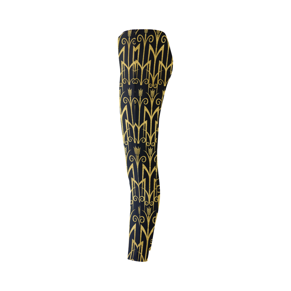 Beautiful Black And Gold Art Deco Pattern Cassandra Women's Leggings (Model L01)