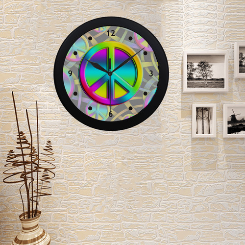 NEON Colorful PEACE pattern Circular Plastic Wall clock