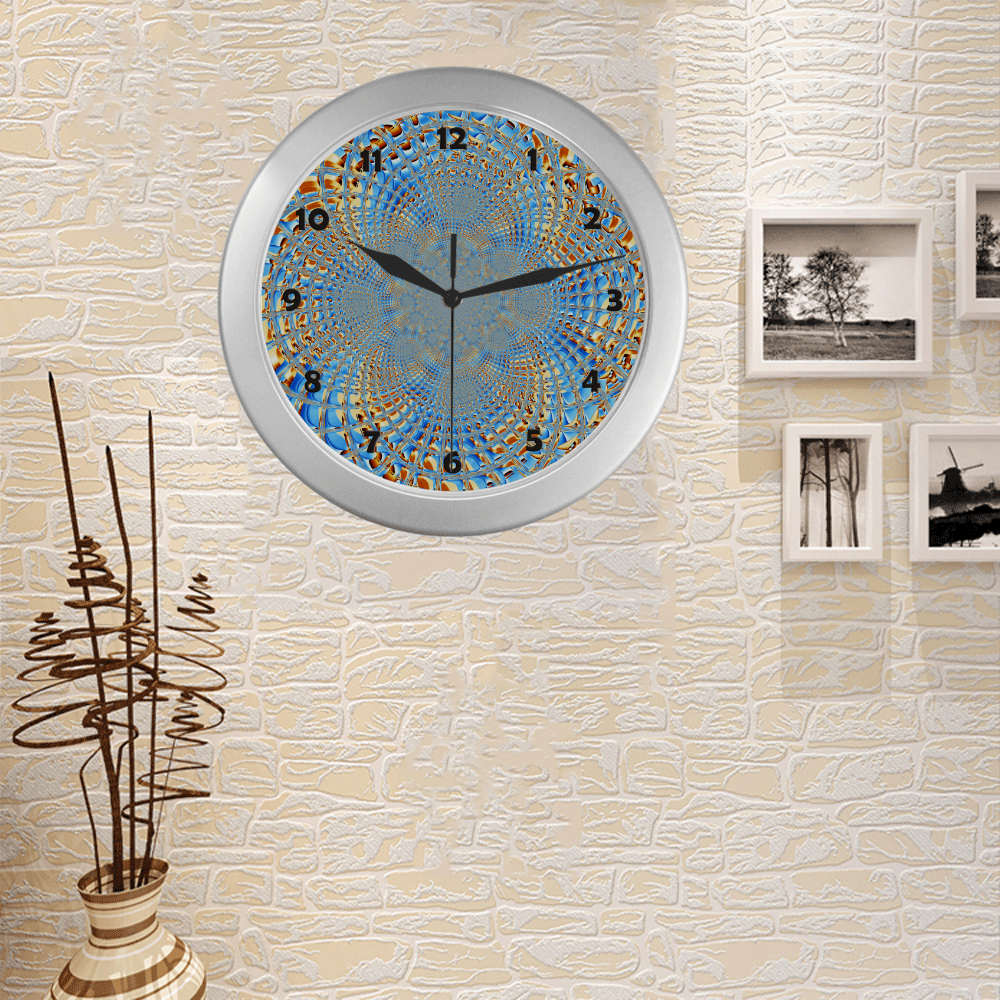 Window Iced Flower Silver Color Wall Clock