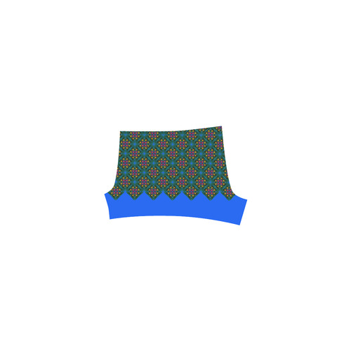 Colorful Floral Diamond Squares on Blue Briseis Skinny Shorts (Model L04)
