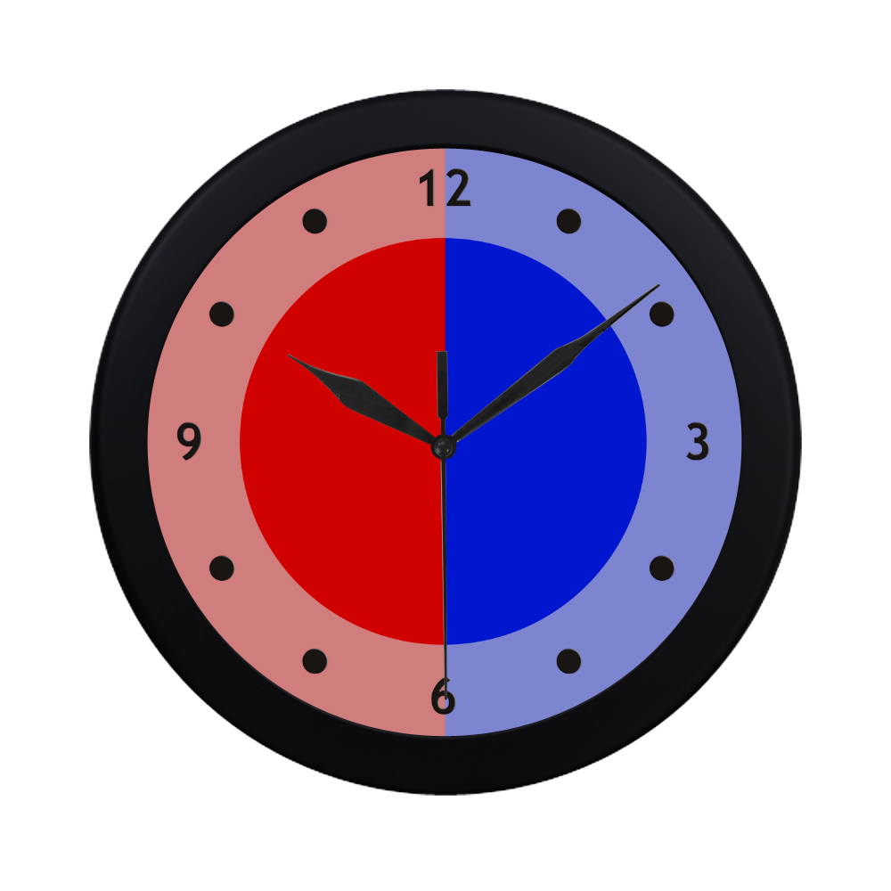 Only two Colors: Fire Red - Royal Blue Circular Plastic Wall clock