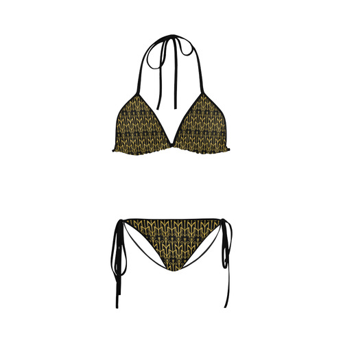 Beautiful Black And Gold Art Deco Pattern Custom Bikini Swimsuit