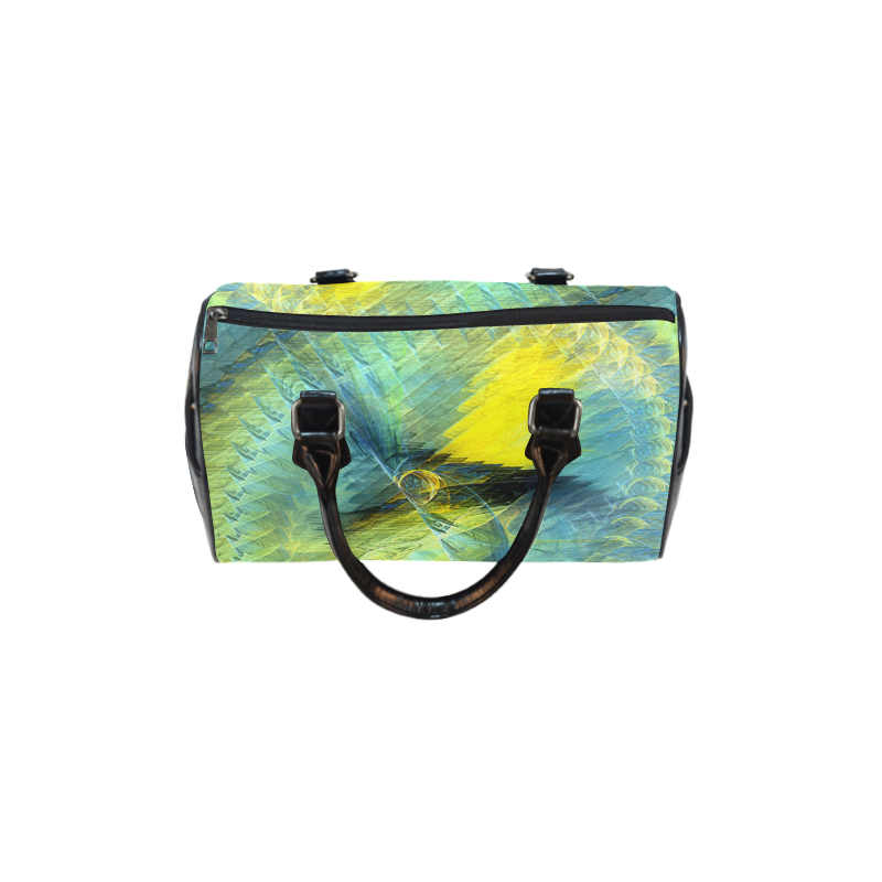 Light Blue Yellow Abstract Fractal Boston Handbag (Model 1621)