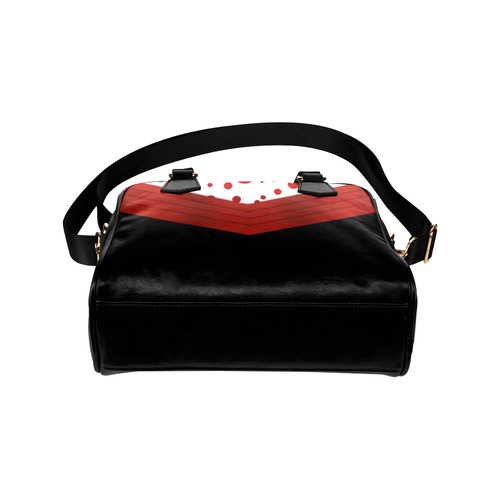 Polka Dots and Red Sash on Black Shoulder Handbag (Model 1634)