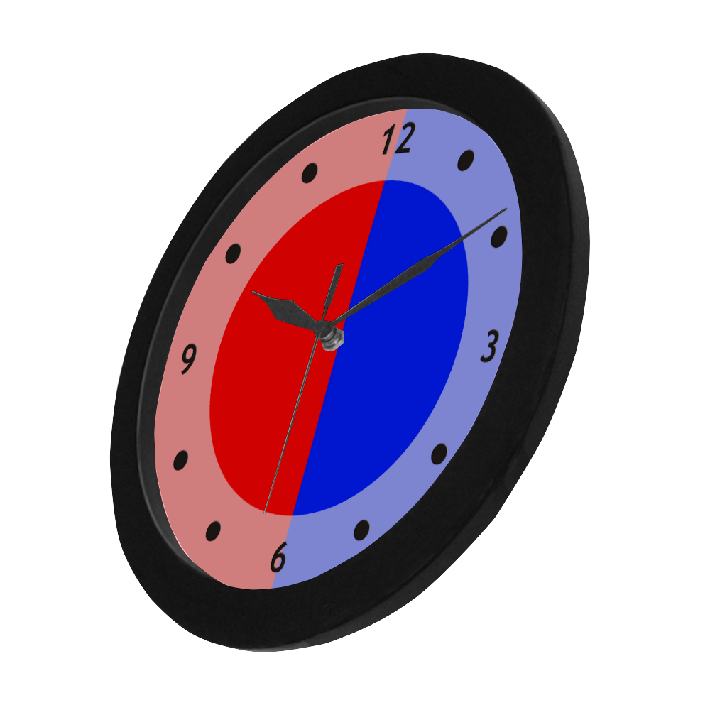 Only two Colors: Fire Red - Royal Blue Circular Plastic Wall clock