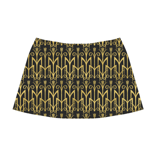 Beautiful Black And Gold Art Deco Pattern Mnemosyne Women's Crepe Skirt (Model D16)