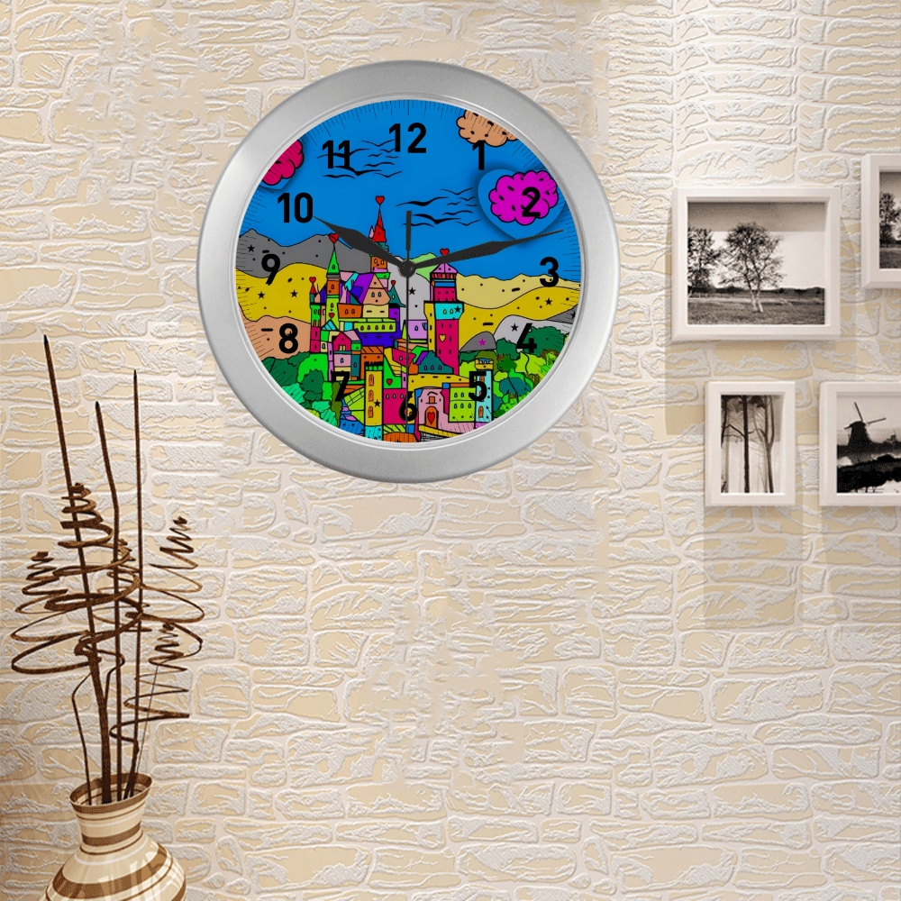 Schwanstein by Nico Bielow Silver Color Wall Clock