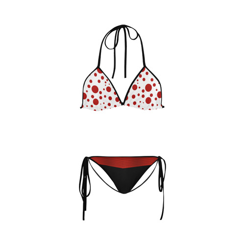 Polka Dots with Red Sash and Black Custom Bikini Swimsuit