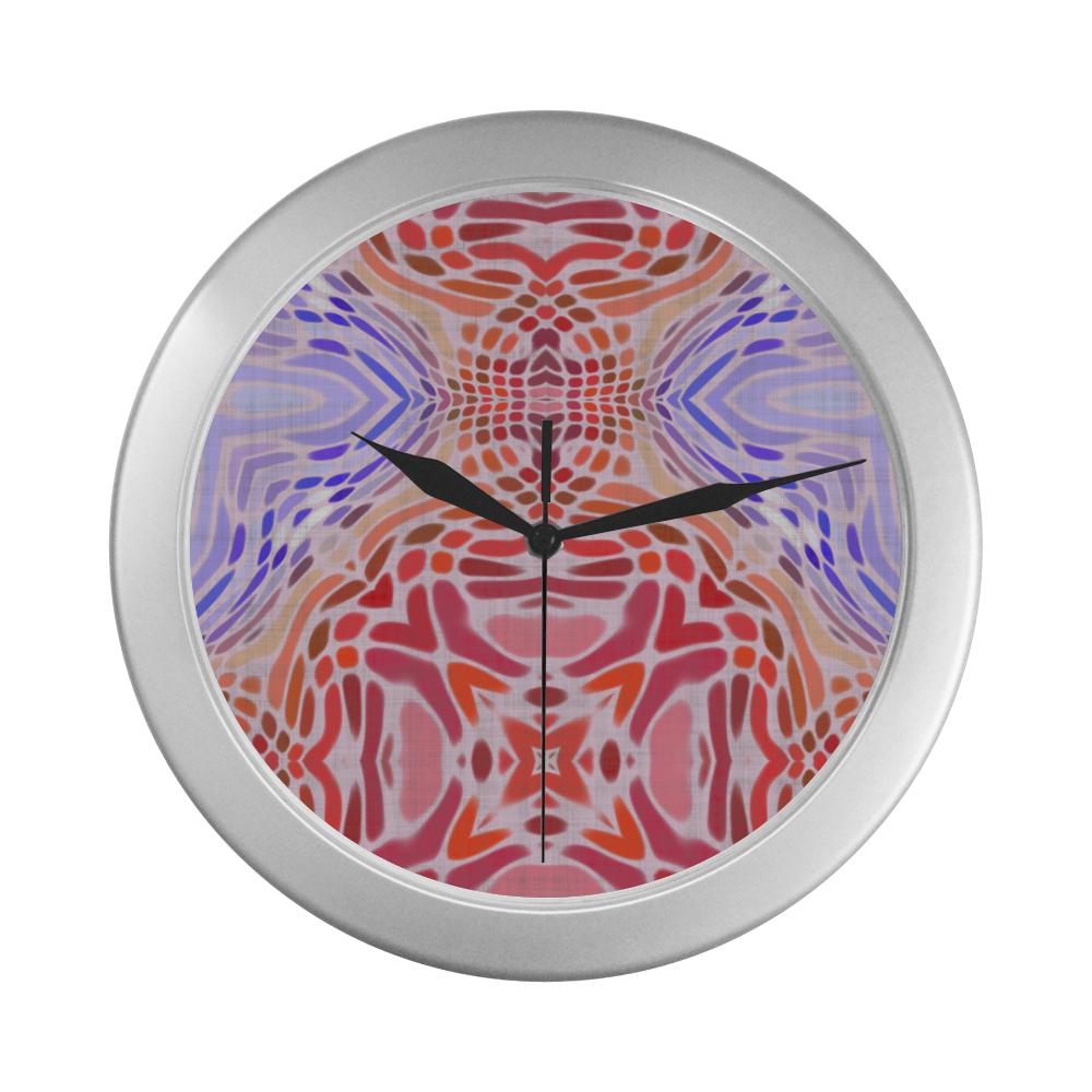 colorful abstract Silver Color Wall Clock