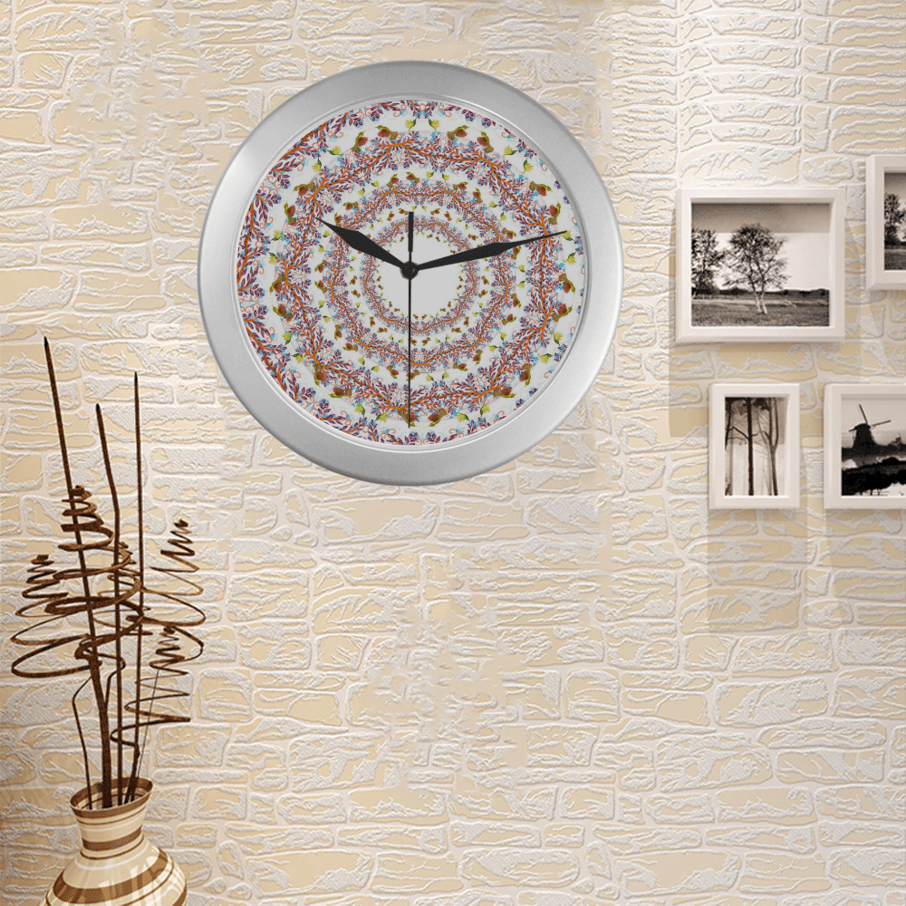 humbirds 7 Silver Color Wall Clock