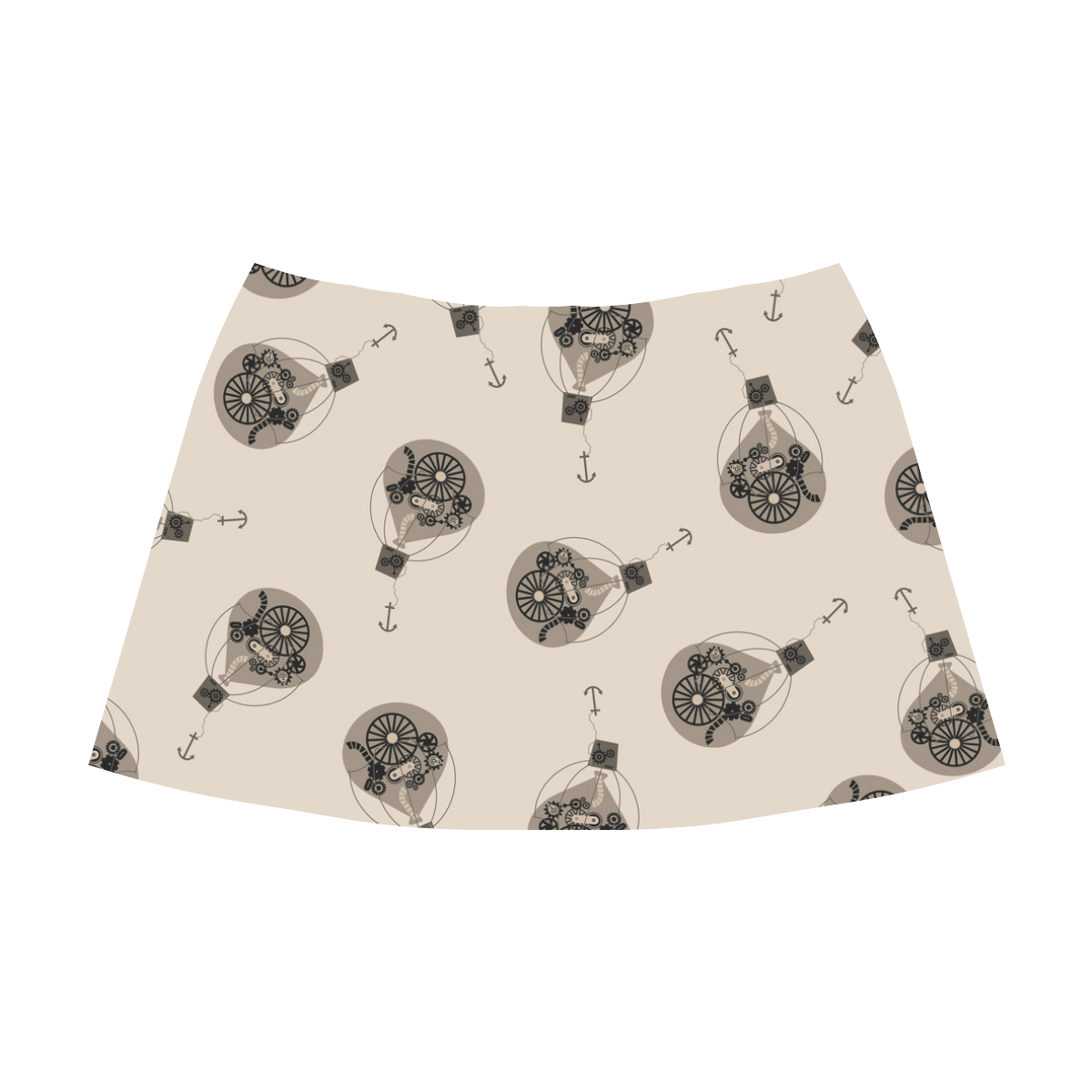 Steampunk Sepia Balloons Mnemosyne Women's Crepe Skirt (Model D16)