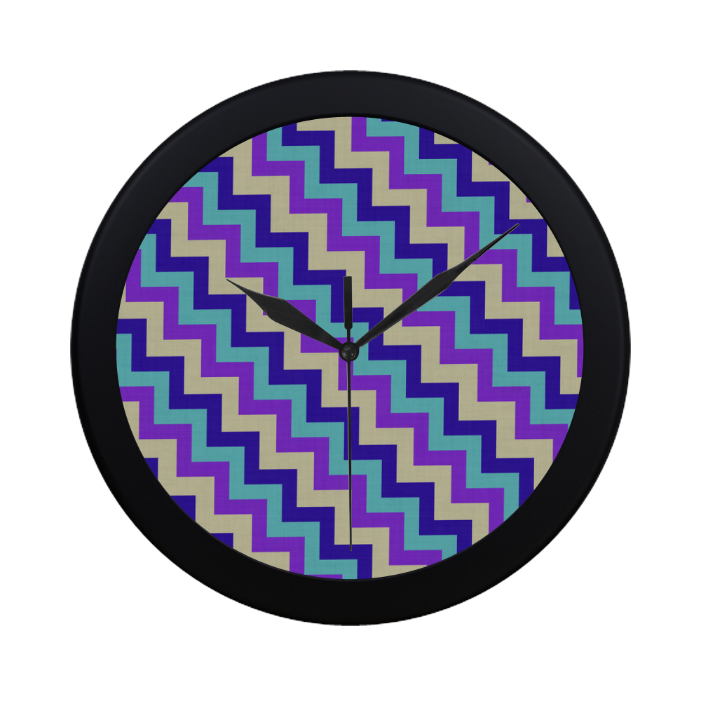 blue purple white chevron Circular Plastic Wall clock