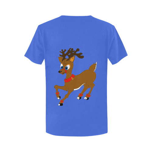 Christmas Reindeer Blue Women's T-Shirt in USA Size (Two Sides Printing)