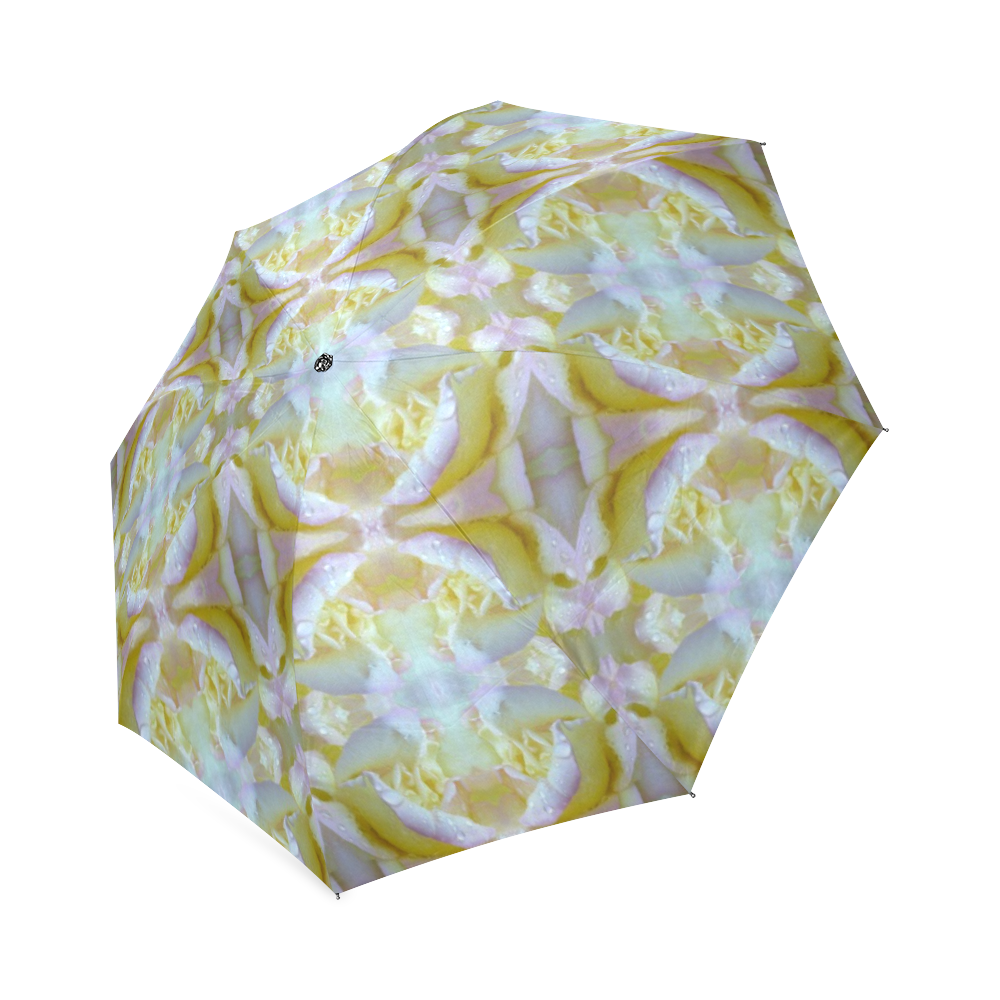 White Yellow  Pattern Foldable Umbrella (Model U01)